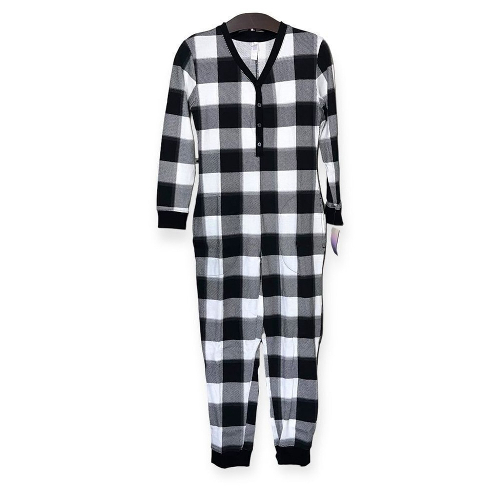 STARS ABOVE Women’s Thermal One Piece Pajamas in Black and Cream Size XS NEW - Picture 10 of 15